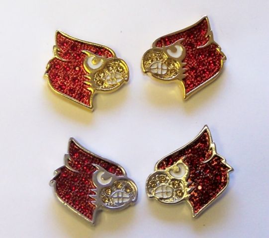 University of Louisville Cardinals Mascot Head Dangle Earrings Gold Plated