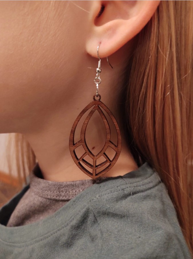 Handcrafted Walnut Veneer Earrings (Style 1)-