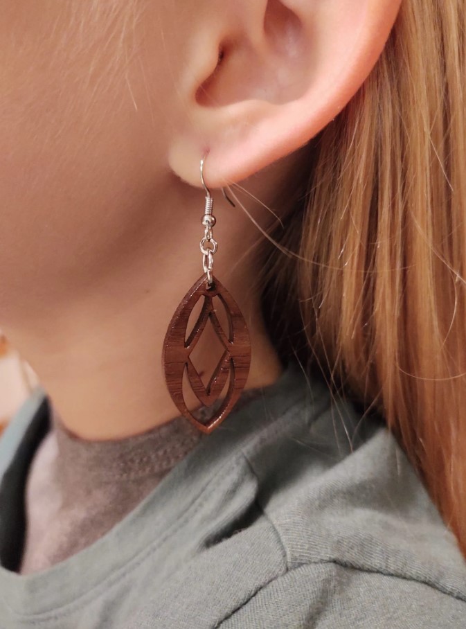 Handcrafted Walnut Veneer Earrings (Style 4)-