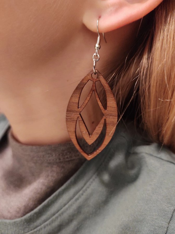 Handcrafted Walnut Veneer Earrings (Style 6)-