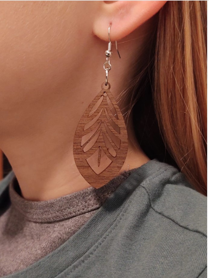 Handcrafted Walnut Veneer Earrings (Style 2)-